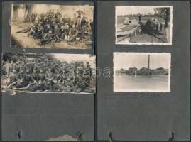 1944 Életképek a keleti frontról, 8 db fotó, nagyrészt feliratozva, kartonra ragasztva, 13×20 cm
