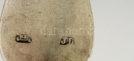 Antik ezüst (Ag.) kanál, jelzett, mesterjeggyel (JL),  h: 22 cm (2×), nettó:73 g