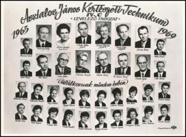 1969 Budapest, Asztalos János Kertészeti Technikum tanárai és a levelező tagozaton végzett hallgatók tablója, 36 nevesített portréval, 21x28 cm