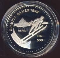Nepál 1992. 500R Ag "Olimpiai játékok-síugrás" T:PP