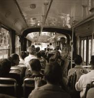 cca 1968 Budapest, kalauz egy csuklós autóbuszon, 3 db szabadon felhasználható vintage negatív, 6x6 cm