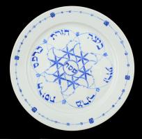 Tál Pészahra. Kézi festésű porcelán. Togana jelzéssel  / Hand painted Chinaware plate for Pesach  d: 32 cm