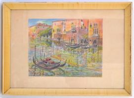 Bölcskey Ferenc (1897-1976): Velence. Vegyes technika, papír, jelzett, üvegezett keretben, 23x28 cm