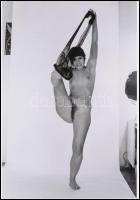 cca 1971 Saját hálójában, 2 db szolidan erotikus fénykép, korabeli vintage negatívokról készült mai nagyítások, 25x18 cm / 2 erotic photos, 25x18 cm