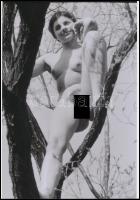 cca 1974 Fészkelődő asszonyka, 3 db szolidan erotikus fénykép, korabeli vintage negatívokról készült mai nagyítások, 25x18 cm / 3 erotic photos, 25x18 cm