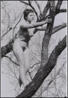 cca 1974 Fészkelődő asszonyka, 3 db szolidan erotikus fénykép, korabeli vintage negatívokról készült...