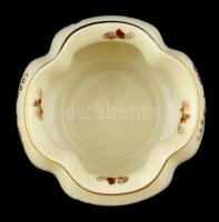 Zsolnay pillangómintás porcelán kaspó, kézzel festett, jelzett, nagyon apró kopásnyomokkal, d: 13 cm
