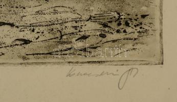 Konecsni György (1908-1970): Tehenek. Rézkarc, papír, jelzett, 29×39 cm