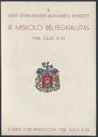 1938 Szent István emlékév alkalmából rendezett III. Miskolci Bélyegkiállítás emlékív