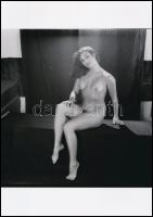 cca 1973 Bikinivonal napozás után, 3 db szolidan erotikus fénykép, korabeli vintage negatívokról kés...