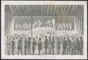 1857 A tiszai vasút felszentelése Rotációs fametszet a Vasárnapi Újságból. 13x20 cm
