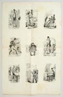1800 9 db humoros angol könyvillusztrációk. Litográfia egy íven 50x33 cm