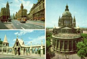 5 db MODERN megíratlan magyar villamosos városképes lap, Budapest, Debrecen, Szombathely / 5 MODERN unused Hungarian town-view postcards with trams