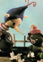 4 db MODERN motívumos képeslap, Mazsola és Tádé magyar televíziós bábfilmsorozat, esti mese / 4 MODE...