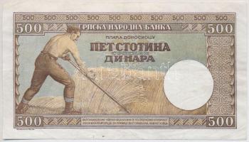 Szerbia / Német megszállás 1942. 500D + Szerb-Horvát-Szlovén Királyság 1919. 1/2D "2K" fel...