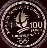 Franciaország 1990. 100F Ag "Olimpiai játékok-gyorskorcsolya" T:PP