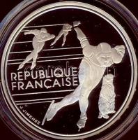 Franciaország 1990. 100F Ag "Olimpiai játékok-gyorskorcsolya" T:PP