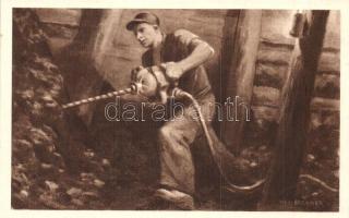 3 db bányász motívum képeslap, ebből 2 Vydai Brenner Nándor szignóval a magyar szocialista bányász s...