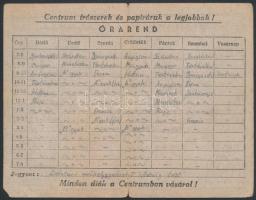 "Centrum Szeged" - reklámos tanrend, 19x15 cm