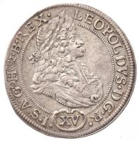 Német Államok / Szilézia 1694MMW 15kr Ag "I. Lipót" előlapi körirat három betűje vésett (6,14g) T:1-,2 German States / Silesia 1694MMW 15 Kreuzer Ag "Leopold I" three letters of the obverse legend are engraved (6,14g) C:AU,XF