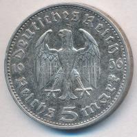 Német 3. Birodalom 1936E 5M Ag "Hindenburg" T:2 ph.
German Third Reich 1936E 5 Mark Ag &q...