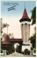 Szabadka, Subotica; Palicsfürdő, víztorony, repülőgép / water tower, aircraft