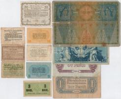 Vegyes: 12db-os bankjegy és szükségpénz tétel, benne Olaszország / Velence / Osztrák-magyar megszáll...