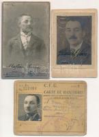 cca 1908-1922 3 db vasúti igazolvány: MÁV és CFR román vasúttársaság