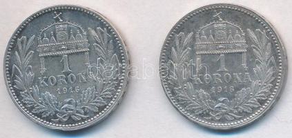 1916KB 1K Ag "Ferenc József" (2x) T:1-,2 kis ph