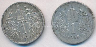 Ausztria 1898-1912. 1K Ag "Ferenc József" (2x) T:2,2-
Austria 1898-1912. 1 Corona Ag &quo...