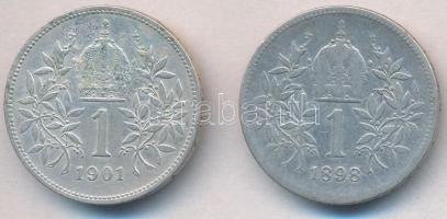 Ausztria 1898-1901. 1K Ag "Ferenc József" (2x) T:2,2-
Austria 1898-1901. 1 Corona Ag &quo...