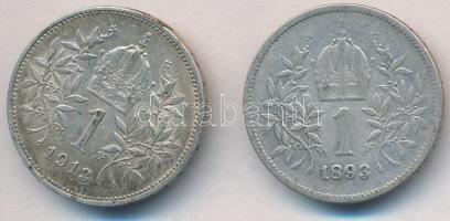 Ausztria 1893-1913. 1K Ag "Ferenc József" (2x) T:2,2-
Austria 1893-1913. 1 Corona Ag &quo...