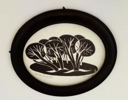 Tavaszy Noémi (1927-): Körtánc. Linó, papír, jelzett, műanyag keretben, 25×19 cm