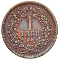 1868KB 1kr Cu "Angyalos címer" T:1-,2 Adamo M4.1