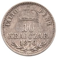 1870KB 10kr Ag Váltó Pénz T:1-,2