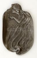 Szecessziós motívumos ón tálka, 16×9,5 cm