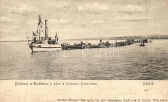 Siófok, Halászat a Balatonon I. rész, a halászok kivonulása, kiadja Ellinger Ede fényképész