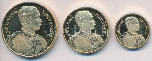 DN V. Rama király 3db aranyozott fém emlékérem, peremén HUNGARIAN MINT beütéssel (19mm, 25mm, 30mm) T:1-(PP) ujjlenyomat ND King Rama the Fifth 3pcs of gilt commemorative medallions, marked on the edge HUNGARIAN MINT(19mm, 25mm, 30mm) C:AU(PP) fingerprint