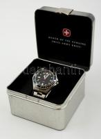 Wenger svájci automata karóra fém díszdobozban, leírással, működő, jó állapotban / Wenger Swiss watch in nice, working condition.