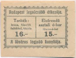 Budapest / Központi Buffet utalvány 20f értékben T:III
Adamo BUC-139.1