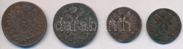 Ausztria 1800A 1kr Cu + 1800G 1kr Cu + 1800E 3kr Cu + 1800S 3kr Cu T:2-,3 ph., patina
Austria 1800A...