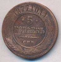 Orosz Birodalom 1877. 5k Cu "II. Miklós" T:3 ph., patina
Russian Empire 1877. 5 Kopeks Cu...