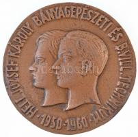 1960. "Hell József Károly Bányagépészeti és B.vill. Technikum 1950-1960" Br plakett (57,5mm) T:2