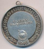 1950. Vasutasok és Hajósok Szakszervezete - Atlétikai Bajnokságok ezüstözött fém díjérem füllel (40mm) T:2 kis patina