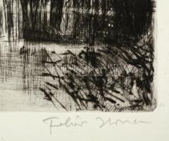 Fehér Ilona (1913-1983): Tópart. Rézkarc, papír, jelzett, 24×33 cm