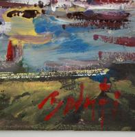 Bánfi jelzéssel: Vitorlások a kikötőben. Olaj, karton, 25×35 cm