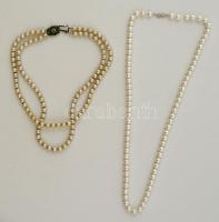 2 db műanyag gyöngyből fűzött nyaklánc, h: 60 és 80 cm