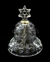 Ajkai ólomkristály karácsonyi csengő, díszdobozban, hibátlan, m: 7,5 cm