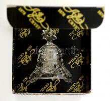 Ajkai ólomkristály karácsonyi csengő, díszdobozban, hibátlan, m: 7,5 cm