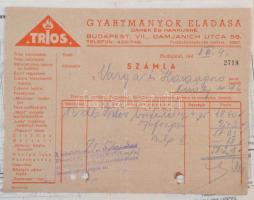 1931-1950  30 db különféle számla, köztük díszes fejlécesek, Stühmer Frigyes csokoládégyár levele